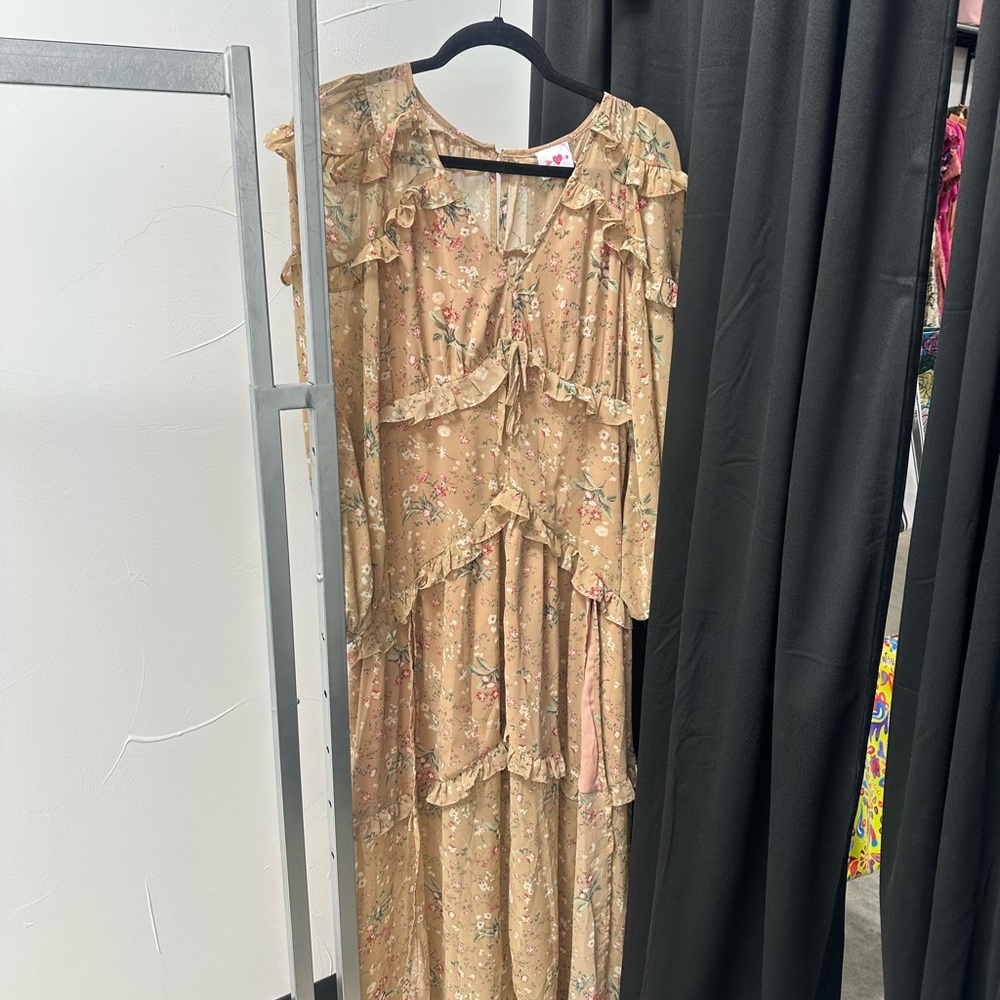 Buddy Love Gold Sequin Tiered Maxi Gown
